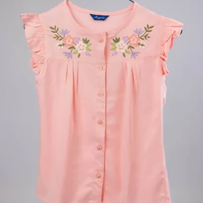 Camisa manga acero rosa